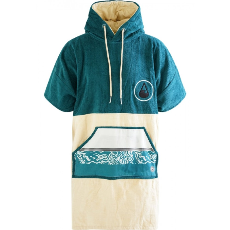 Wave Hawaii Cotton Velours Poncho Petrol M