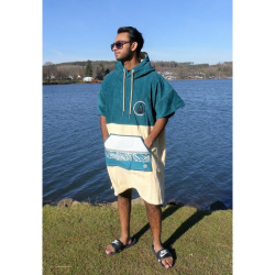 Wave Hawaii Cotton Velours Poncho Petrol M