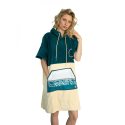Wave Hawaii Cotton Velours Poncho Petrol M